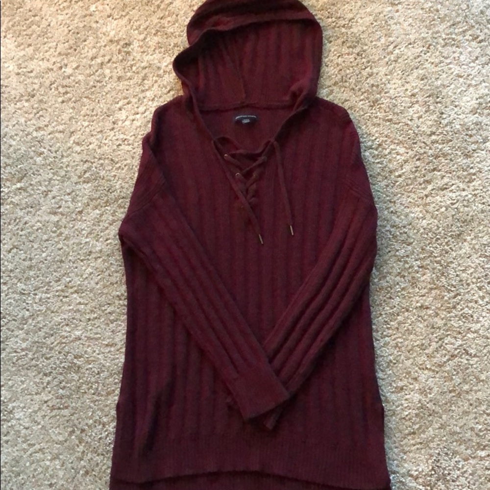 Warm maroon hooded sweater